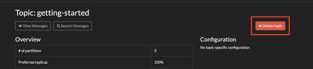 Delete topic | Kafdrop